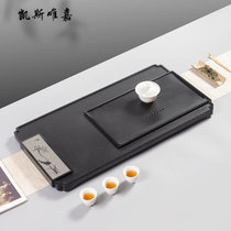 凯斯唯嘉 天然整块乌金石茶盘高档家用简约中式禅意风格传统影雕工艺石板材茶台 映像3-80*30*3厘米 图片(映像4-66*35*3厘米 默认版本)