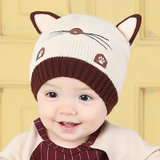 秋冬宝宝针织帽婴毛线帽儿男童女童小孩儿童帽子韩版0-3-6-12个月(米色)