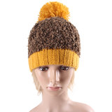 帽子女冬天韩版潮可爱毛球针织帽毛线帽护耳保暖套头帽677888(巧克力色 弹力均码)