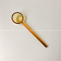 韩式ins糖果玻璃勺子耐高温彩色搅拌勺可爱咖啡勺ins甜品勺调羹(黄色（16cm） 默认版本)