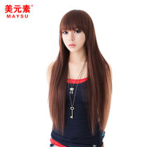 美元素假发 女 气质长直发人齐刘海长发型  假发套hg25(2号自然黑)