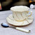 骨瓷咖啡杯套装欧式金边创意陶瓷杯带碟带勺茶杯茶具礼盒套具送礼礼品(米黄色旋金1杯1碟1勺 快递包装)