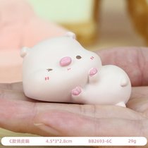 皮呦猪系列小摆件公仔可爱卡通创意少女心树脂工艺品车载桌面装饰(迷你摆件-C款俏皮躺BB2693-6C)