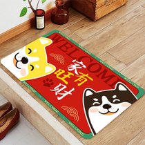 招财猫地垫家用入户门口进门地毯门垫卧室卫生间浴室吸水防滑脚垫(推荐购买60×90cm 【划算2件装】 家有旺财红版长方)