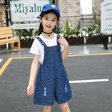 CaldiceKris（中国CK）女童阔腿背带裤套装CK-FS3162(130 蓝色)