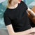 MISS LISA短袖t恤女装圆领棉体恤基础打底衫宽松上衣AL310229(黑色 XL)