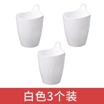 创意桌面干湿分离分类垃圾桶可挂式塑料收纳桶家用茶几小号废纸篓(3个装白色【90%】)