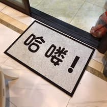 网红黑白入户进门口地垫丝圈地毯脚垫家用卫生间浴室防滑欢迎光临(45×75cm 哈喽白底)