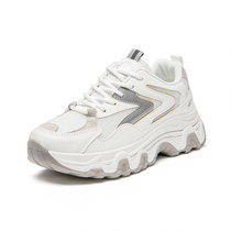 跑步鞋2022年春夏新款韩版老爹鞋休闲女鞋学生厚底运动鞋(白灰色 42)