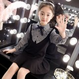 女童秋装连衣裙2021新款网红儿童韩版洋气长袖公主裙小女孩长裙子(黑色 110)