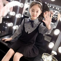 女童秋装连衣裙2021新款网红儿童韩版洋气长袖公主裙小女孩长裙子(黑色 130)