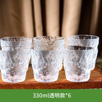 冰川纹玻璃杯家用高颜值杯子水杯女夏季果汁杯ins风咖啡杯啤酒杯(【冰川杯】透明矮款-6只)