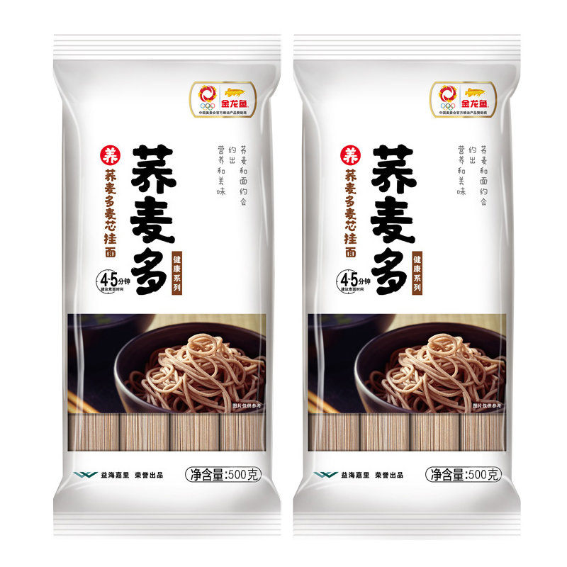 2021年6月10日到期金龙鱼荞麦麦芯挂面500克2袋
