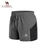 CAMEL骆驼运动短裤 女款梭织短裤 健身跑步宽松运动裤 A7W1U8142(深灰/黑条 S)