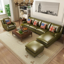 思巧 美式皮沙发客厅组合油蜡皮欧式沙发客厅转角沙发现代简约大小户型双人三人位沙发 A317(图片色 独立单人位)