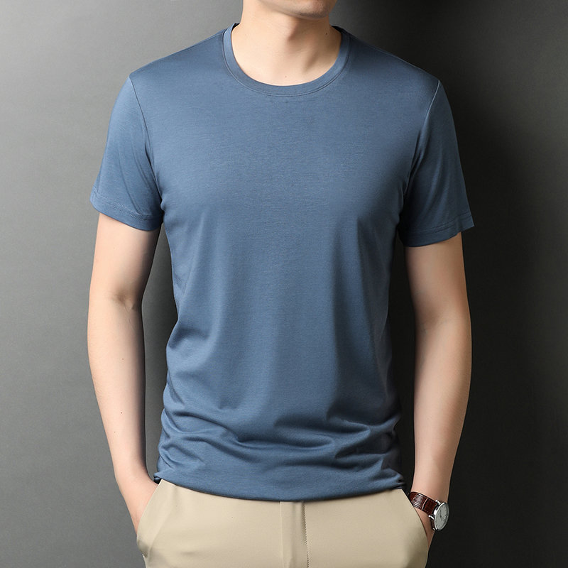 t恤男珍真羊夏季新款圆领短袖纯色t恤男士宽松气质潮流半袖上衣yy253