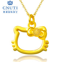 CNUTI粤通国际珠宝 黄金吊坠 足金3D硬金 可爱猫 约1.72g