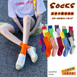 纯色小清新女堆堆袜子 夏季韩版堆堆袜学院风 ins滑板长袜子女士(黑色)