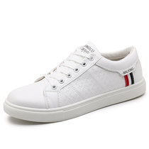 BEBEERU2021春季新款小白鞋男士韩版潮流系带板鞋学生白色休闲男鞋子  sxp6609(白色 43)