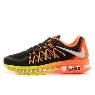 耐克男鞋飞线运动鞋男nikeairmax2015全掌气垫跑步鞋碳灰桔红绿43
