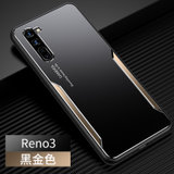 OPPO Reno3手机壳reno3pro磨砂撞色金属壳reno3防摔全包RENO3PRO新款保护套(黑金色 Reno3)