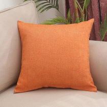 素色亚麻加厚正方形靠枕纯色家用沙发靠垫亚麻大抱枕客厅靠背枕垫(暖橙色)