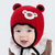 牛奶朋友 宝宝冬季毛线帽儿童小熊帽宝宝手工编织帽子护耳保暖(红色 均码（45-49CM）)