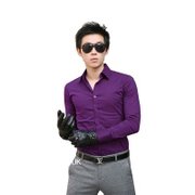 UYUK男士纯色衬衫长袖衬衫52946(紫色 XXL)