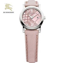 BURBERRY 巴宝莉 时尚粉色休闲情侣表 英伦风圆形大表盘石英女士手表 BU1753