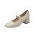 SUNTEK玛丽珍女鞋软皮中跟晚晚风温柔鞋2021年新款春季高跟奶奶粗跟单鞋(34 米白色)