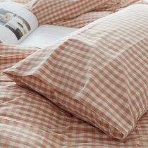南极人（NanJiren）家纺 全棉斜纹枕套水洗棉素色枕头套一对装 蜜粉小格 48*74cm两只装(蜜粉小格)