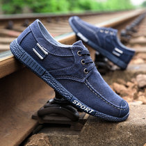 菲丽祺男士帆布鞋夏季新款韩版休闲鞋低帮板鞋学生透气布鞋(蓝色【A33】 40)