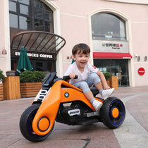 儿童电动摩托车男孩三轮电瓶玩具车小孩充电童车可坐大人1-3-6岁(黑色)