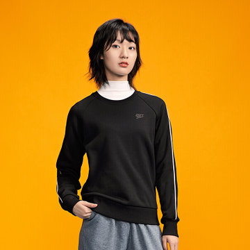 乔丹女装卫衣女针织套头衫女休闲运动服女子上衣m码黑国美超市甄选