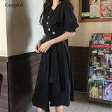 CaldiceKris （中国CK）小众不规则收腰大摆裙CK-F1039(黑色)