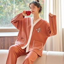 SUNTEK睡衣女春秋季长袖开衫韩版2022年新款舒适简约家居服套装(#MXM-34164)