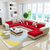 忆斧至家 大小户型可拆洗 简约现代客厅家具整装转角U型组合沙发(红色 （三件套）送托盘+地毯+茶几)