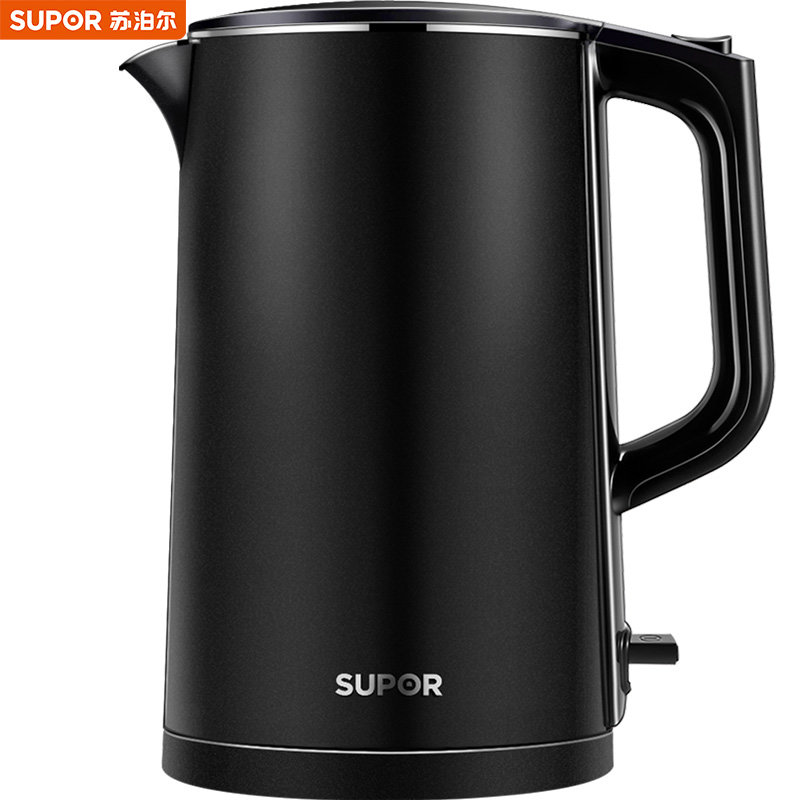 苏泊尔supor电水壶双层防烫烧水壶热水壶全钢无缝内胆电热水壶sw17j