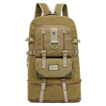 帆布双肩包50升大容量旅行包旅游户外背包运动行李包男女学生书包(咖啡【扩容加大款】)