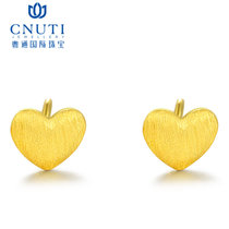 CNUTI粤通国际珠宝 黄金耳钉 金耳钉女 足金心形时尚耳钉 约 2.03克/对