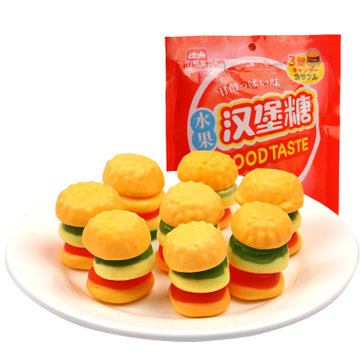 猫村长汉堡包橡皮糖108gqq软糖零食水果味糖果网红迷你汉堡糖汉堡软糖