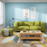 忆斧至家 可拆洗客厅布艺沙发北欧日式沙发现代简约小户型(草绿色 三人位)