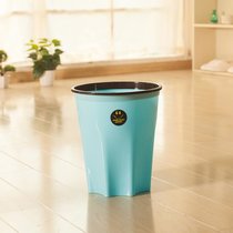 浦晨 塑料垃圾桶带压圈八角环保卫生桶(蓝色 大号)