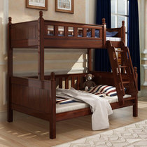 宜捷家居 美式儿童床高低床上下床家具实木床双层床子母床(1.5*1.9M 高低床+拖床+梯柜)