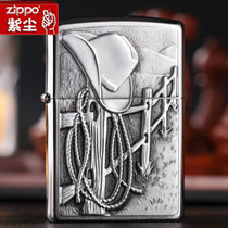 原装ZIPPO打火机 美国西部牛仔帽绳 24879 正版防风zipoo(红色)