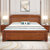 木巴家具 现代中式实木床榆木床1.8米1.5米硬板床简约双人大床婚床新中式实木床(C363海棠色)