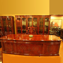 红木家具2.8米红木书桌实木办公桌老板桌大班台红檀木(其他 书桌)