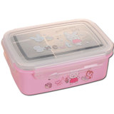 臻酷 304不锈钢学生保温饭盒儿童便当保鲜盒(粉色学生饭盒（带分隔） 容量900ML)