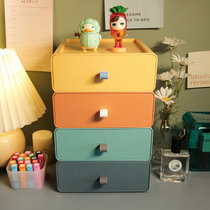 抽屉式桌面收纳盒储物盒子小箱办公室书桌上置物架整理柜宿舍神器(绿 橘 蓝【3个装】)