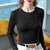 MISS LISA莫代尔t恤时尚圆领薄款长袖打底衫纯色弹力内搭上衣J1D2213(黑色 S)